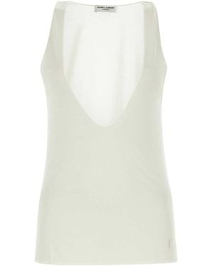 Saint Laurent Silk Tank Top - White