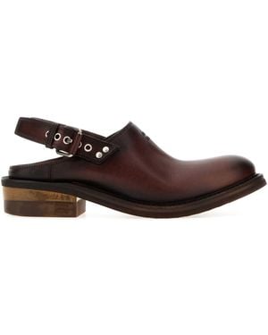 Miu Miu Chocolate Leather Foule Slippers - Brown