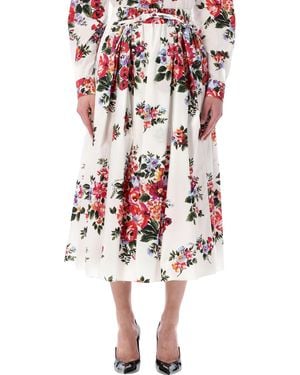 Dolce & Gabbana Floral Poplin Midi Skirt Cotton - Red