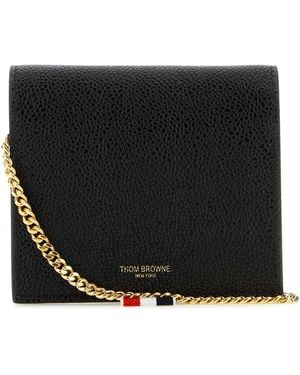 Thom Browne Leather Card Holder - Black