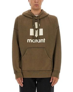 Isabel Marant Relaxed-Fit Hoodie With Bold Graphic Print - Green