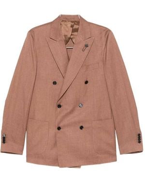 Lardini Double Breasted Blazer - Brown