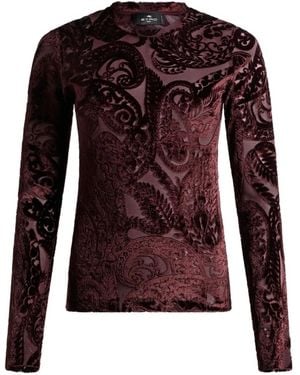 Etro Samtoberteil aus Paisley-Jacquard - Braun