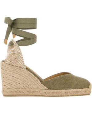 Castañer Lace Up Wedge Espadrilles - Metallic