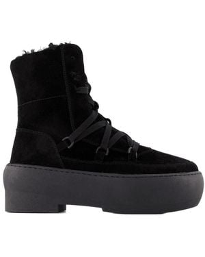 Gia Borghini Klobige Sohle-Schnürstiefel in schwarzem Leder