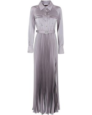 Self-Portrait Self Portrait Satin Pleated Maxi Dress - Grey