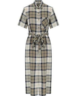 Barbour Fern Tartan Midi Dress - Gray