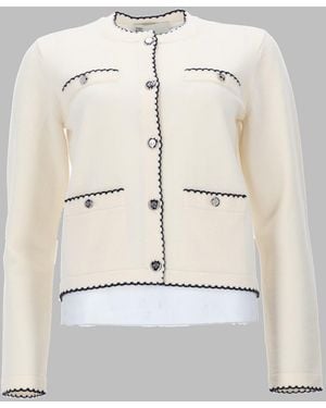 Tory Burch Cardigan Kendra Wool Jumpers - Natural