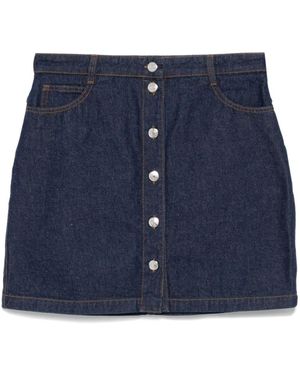 Maison Kitsuné Jeans-Minirock mit Knopfleiste - Blau