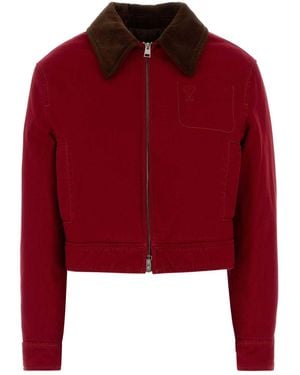 Ami Paris Structured Denim Jacket With Quilted Padding