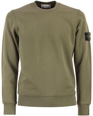 Stone Island Regular Fit Crew Neck Sweatshirt With Raglan Sleeves - Green