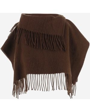 By Malene Birger Korte Wollen Poncho Met Col - Bruin