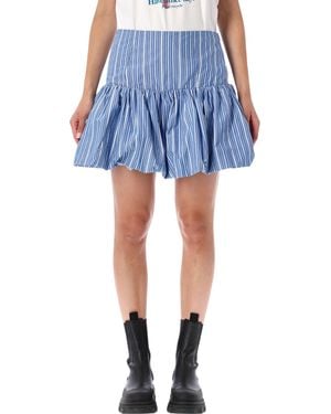 Ganni Striped Bubble Mini Skirt - Blue