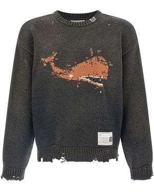Maison Mihara Yasuhiro Pullover "Whale Jacquard Knit". - Grau