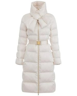Elisabetta Franchi Jacquard-Segel-Daunenjacke mit abnehmbarem, gepolstertem Schal - Weiß