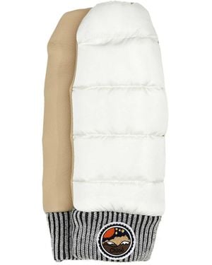 Chloé Two-Tone Nylon And Leather Gloves - White
