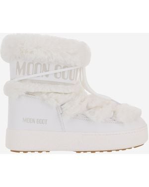 Moon Boot Ltrack Tube Faux Fur Ankle Boots - White