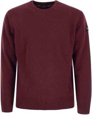 Paul & Shark Wool Crew Neck Met Armpatch - Paars