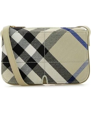 Burberry Embroidered Canvas Snip Crossbody Bag - Grey