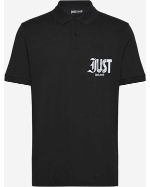 Just Cavalli Cotton Polo Shirt With Logo - Black