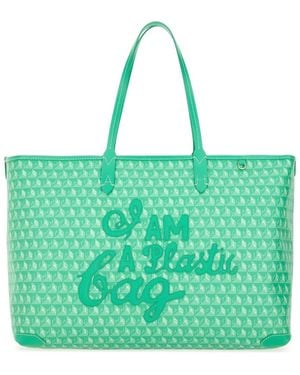 Anya Hindmarch I Am A Plastic Bag Zipped Motif Tote - Green