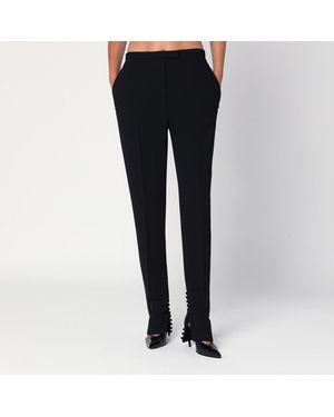 Dries Van Noten Pants With Slits And Buttons - Blue