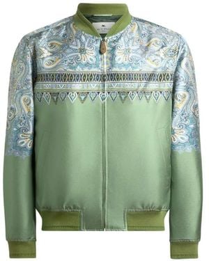 Etro Bomber Jacket With Paisley Print - Green