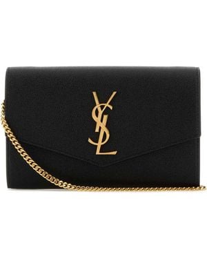 Saint Laurent Leather Uptown Clutch - Black