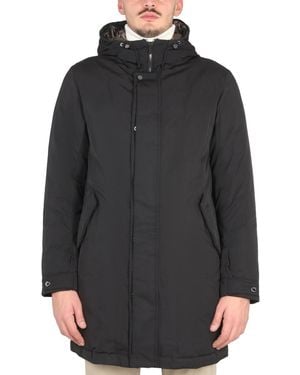 Moorer High Neck Hooded Jacket - Grey