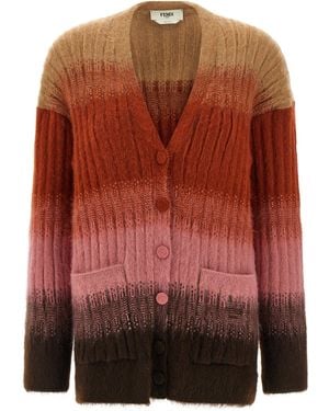 Fendi Gerippter Cardigan aus Vanisé - Rot