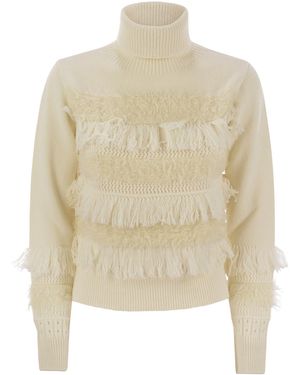 Vanisé Wool And Cashmere Blend Turtleneck Sweater - Natural