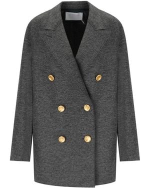 Harris Wharf London Anthracite Double Breasted Caban - Black