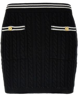 Alessandra Rich Braided Cotton Mini Skirt With Contrast Details - Black