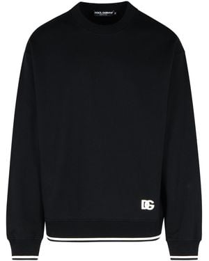 Dolce & Gabbana Black Cotton Sweatshirt - Schwarz