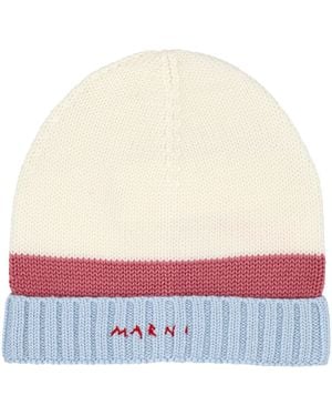Marni Girls Knit Beanie Hat - White