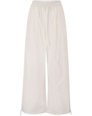 Weekend by Maxmara Wkibellico – Wide-Leg Cotton Trousers With Drawstring - White