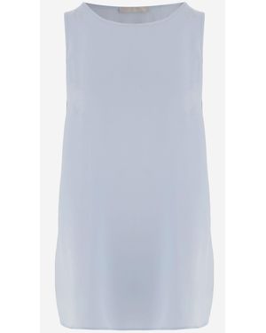 Allude Stretch Silk Top - Blue