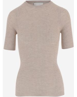 Sa Su Phi Geripptes T-Shirt aus -Kaschmirmischung - Natur