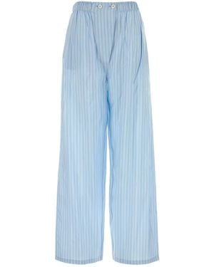 Prada Embroidered Silk Pyjama Pant - Blue