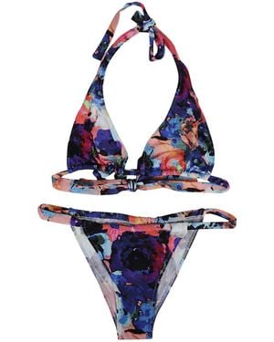 Feel me fab Miami Printed Bikini Set - Blue