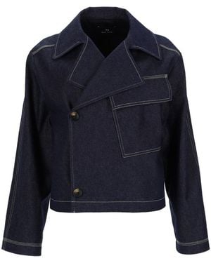 Paul Smith Denim Solid Shirt Collar Jacket - Blue