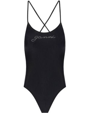 Ganni Swimsuit With Logo - Black