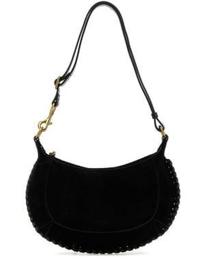 Isabel Marant Suede Oskan Moon Shoulder Bag - Black