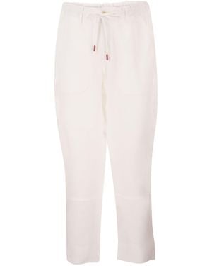 Kiton Maßgeschneiderte -Hose aus Leinen mit Kordelzug - Weiß