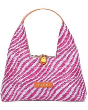 Marni Trapez-Einkaufstasche mit Logo - Pink