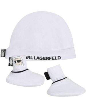 KARL LAGERFELD Bonnet+Chaussons+Boite - Weiß