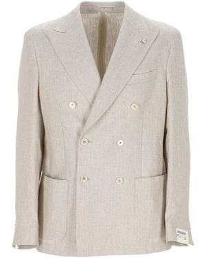 L.B.M. 1911 Beiger Zweireihiger Blazer - Natur