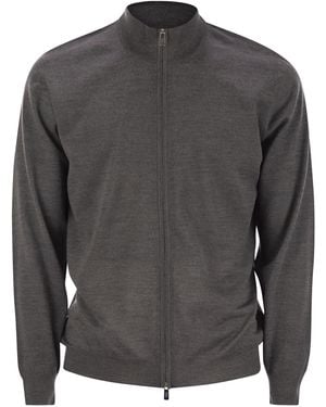 Fedeli Favonio Virgin Wool Jumper With Full Zipper - Grey
