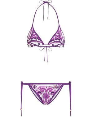 Dolce & Gabbana Maiolica Print Bikini Set - Purple