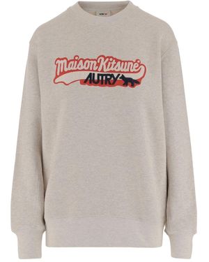 Autry X Maison Kitsune Logo sudadera de algodón - Gris